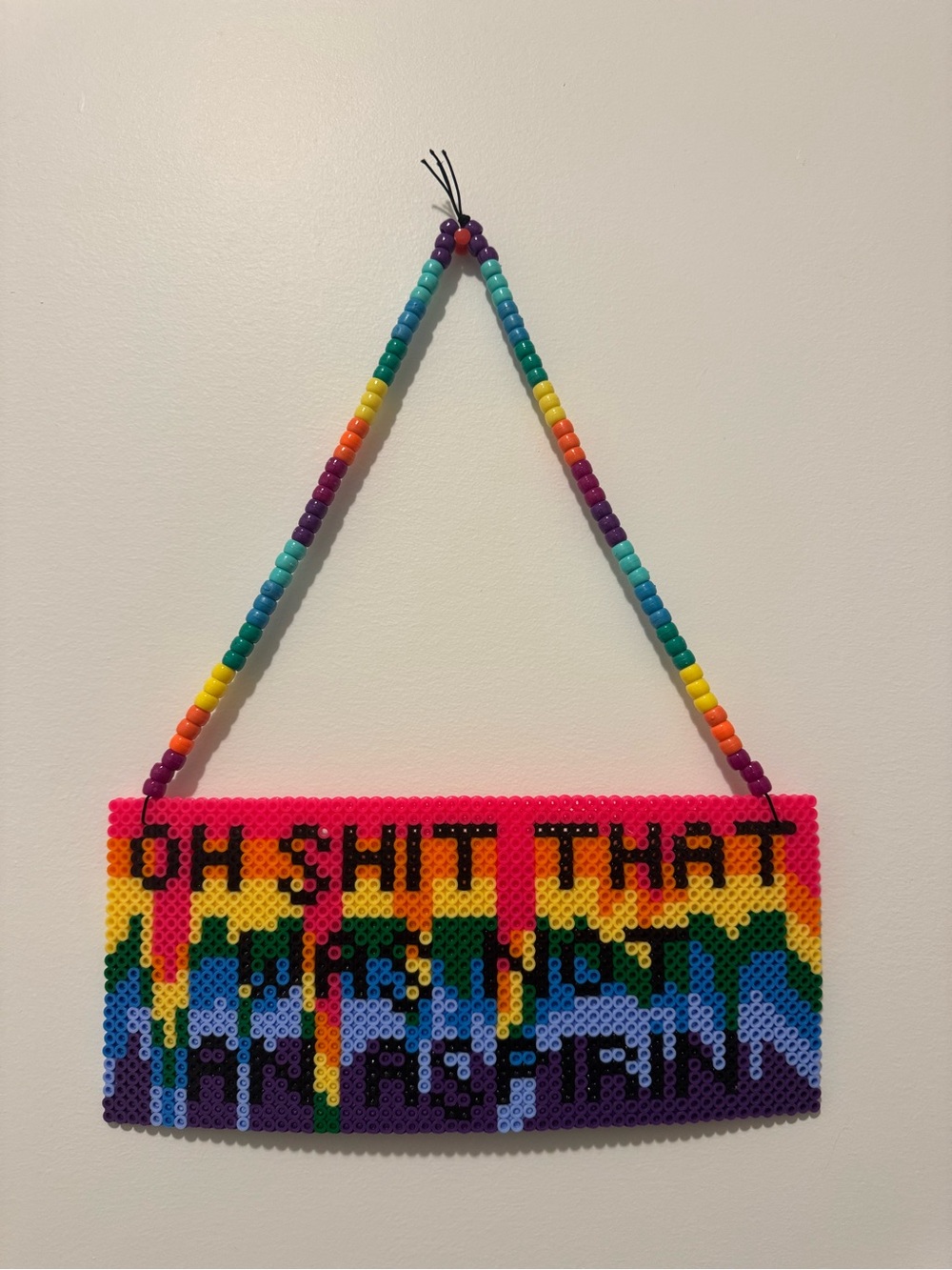 “Oh Shit That Was Not An Aspirin” Kandi Perler Rave Festival Handmade Necklace